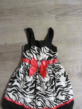 Jenny & Me Toddler 2T Girls Zebra Print Summer Dress Hot Pink Ribbon